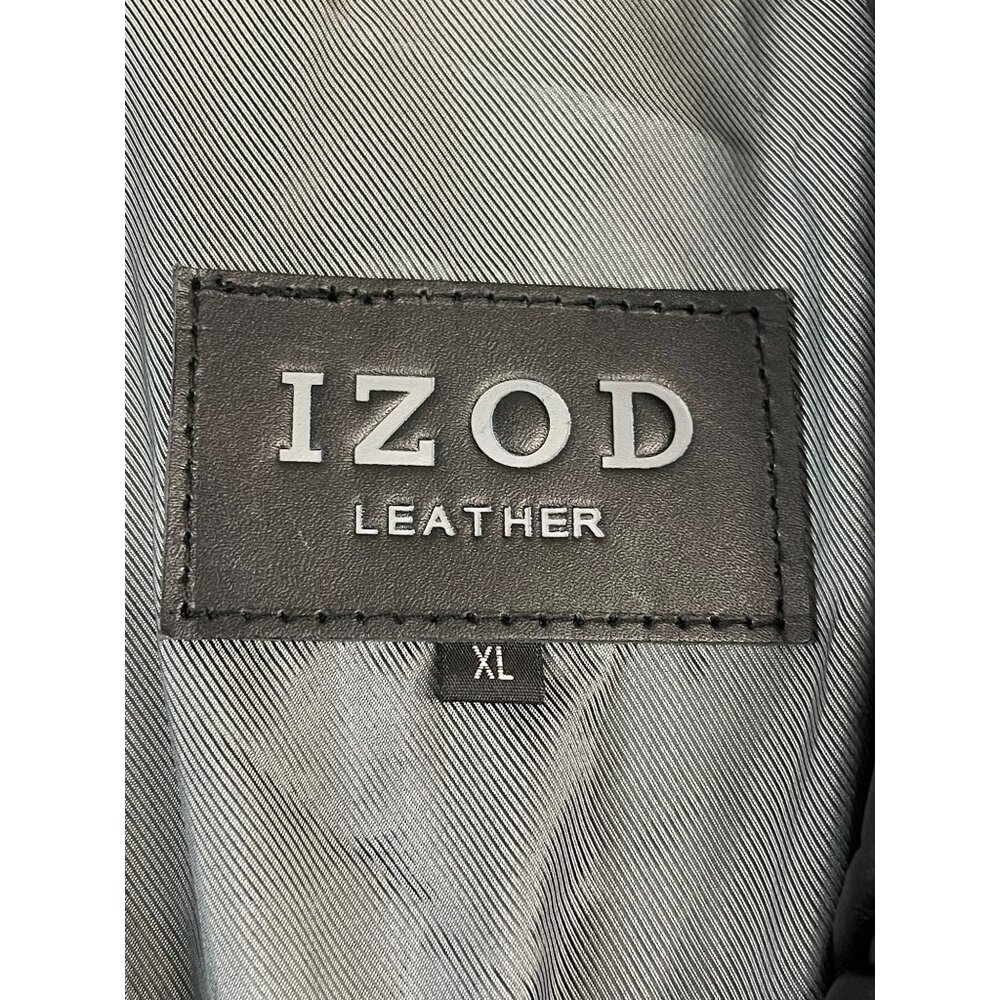 IZOD Men's Black Leather Jacket Full Zip Lined Size XL Classic Style - Picture 9 of 16